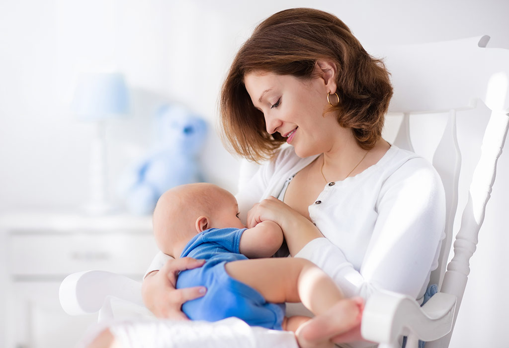 Woman breastfeeding her baby