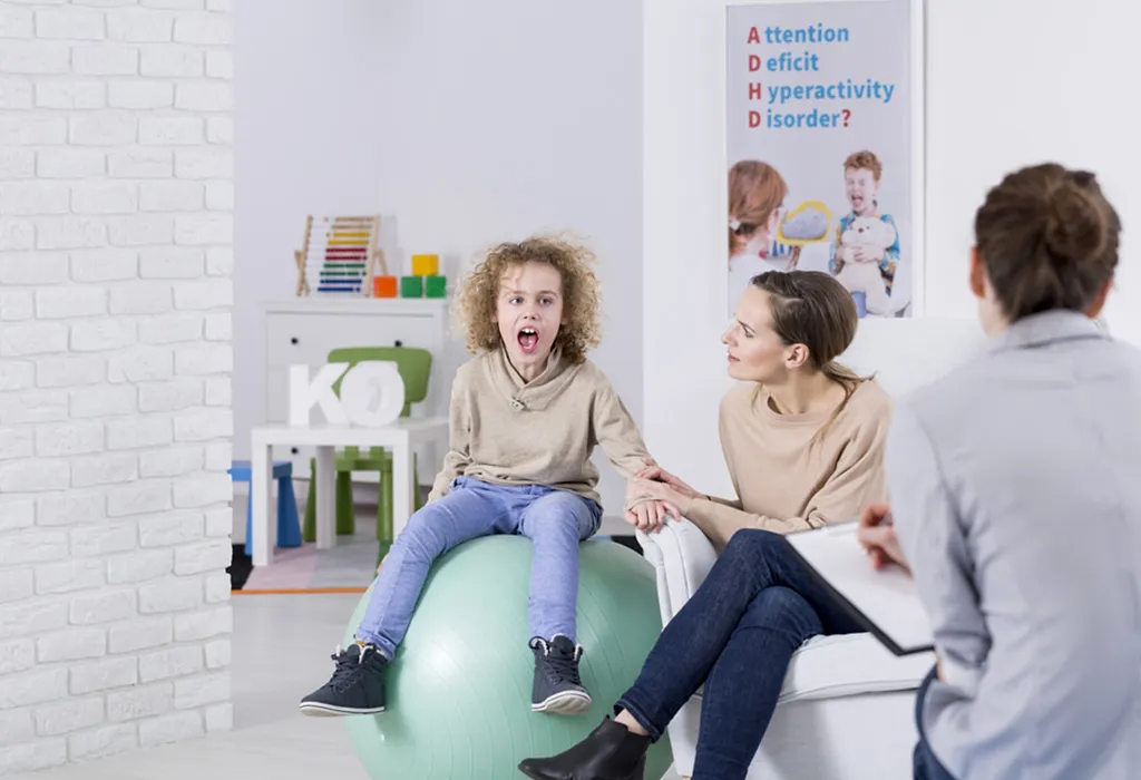 Child with ADHD at therapist