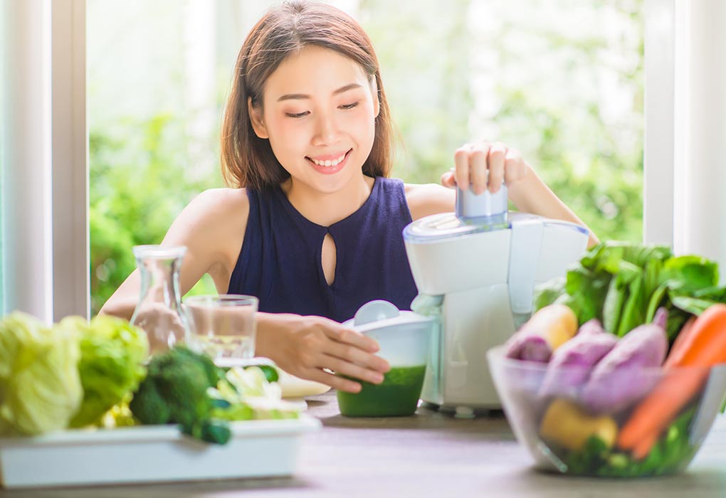 Young woman eating healthy food