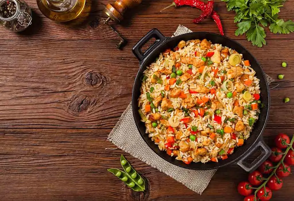 Chicken , Rice and Peach Puree