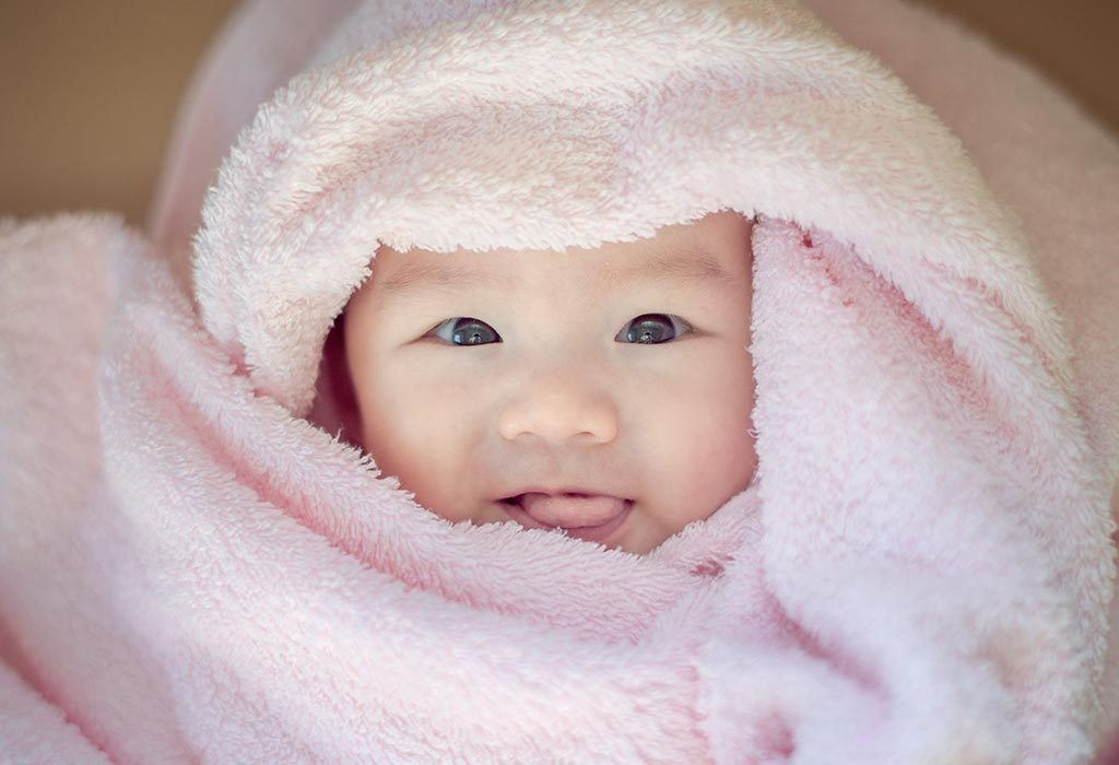  2 month-old baby in a towel