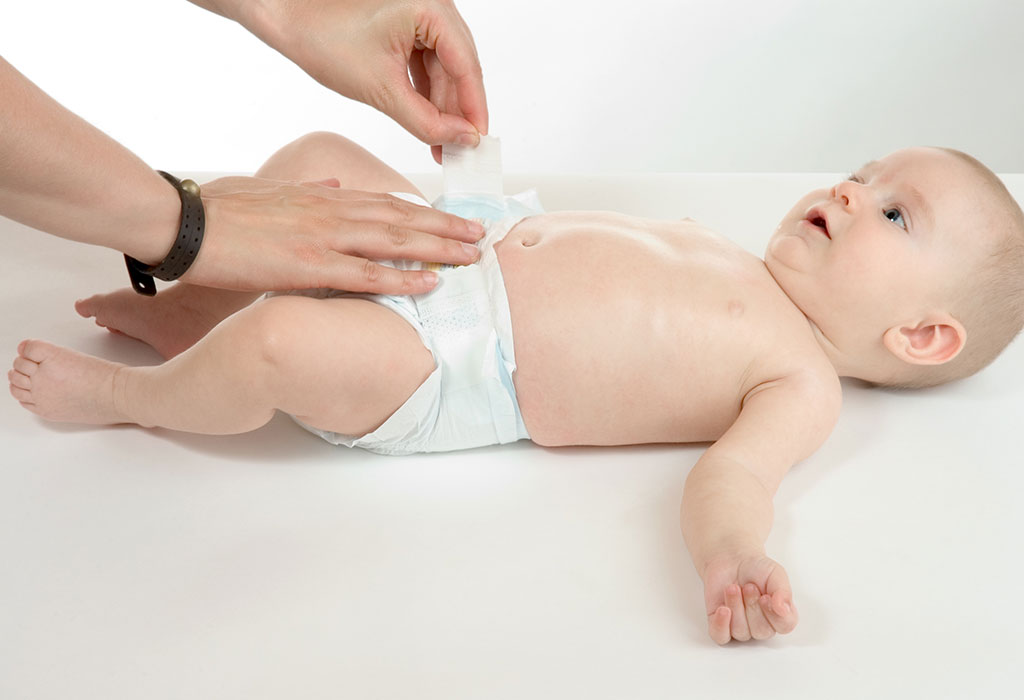 diapering a baby