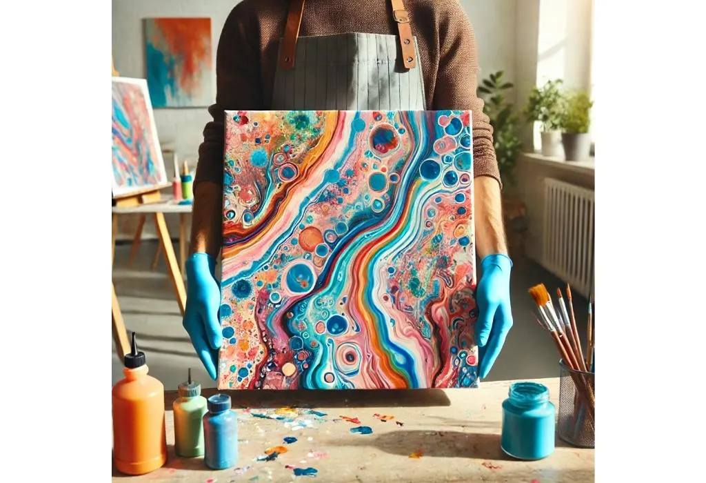 Painting an Art by Pouring Colours