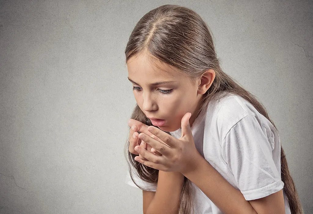 A girl vomiting