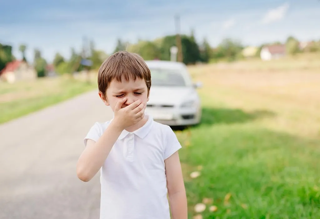 A boy feeling nauseous