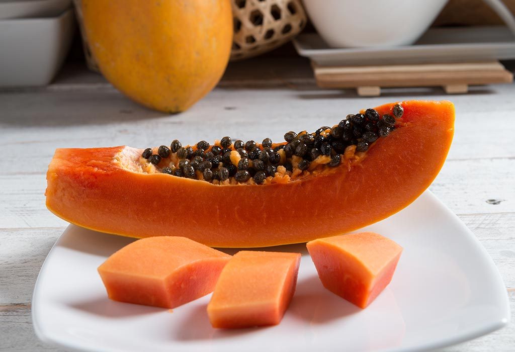 Sliced ripe papaya