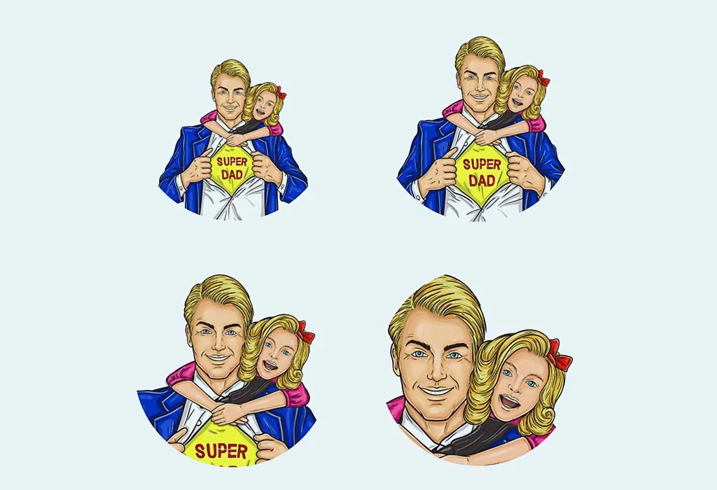 A pop art father-daughter photo A pop art father-daughter photo