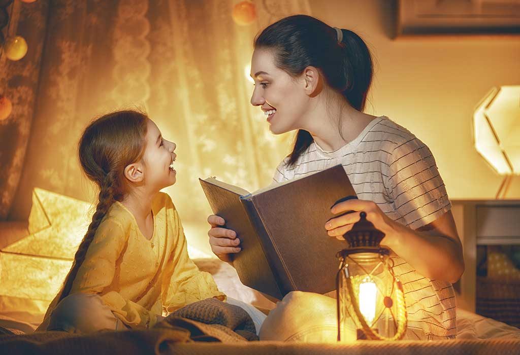 MOTHER READING A STORY FOR HER DAUGHTER