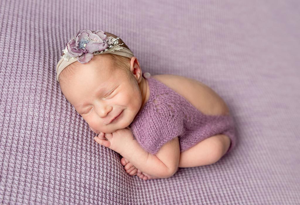 3 week old baby laughing in sleep