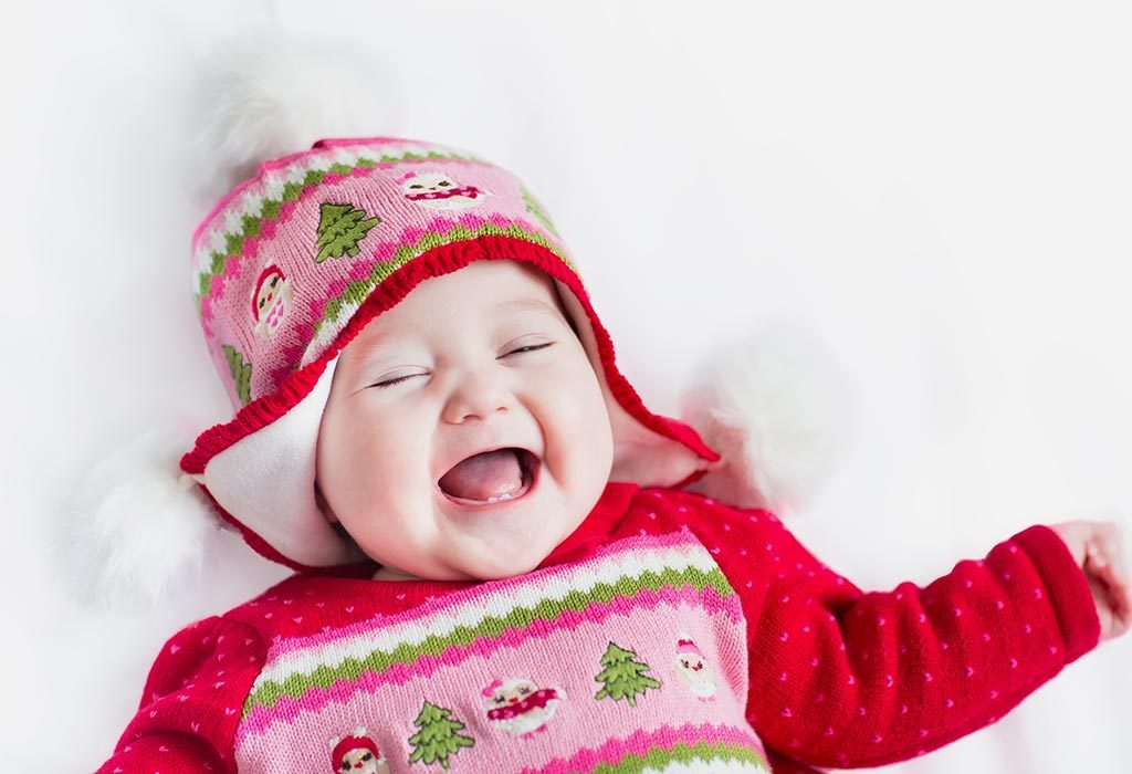 A baby in winter clothes