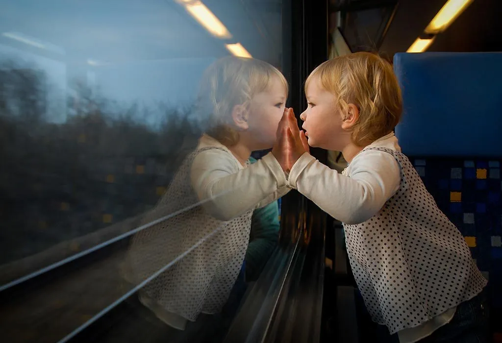 Baby girl on a train