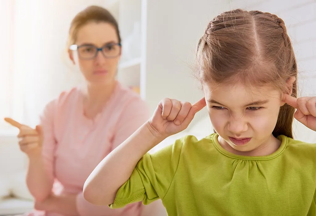 A girl not listening to her mother