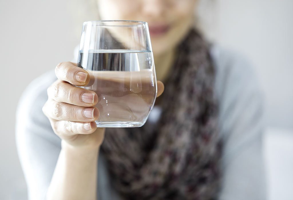 A woman drinking water