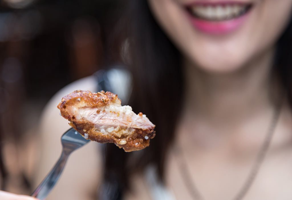 Woman ready to eat liver