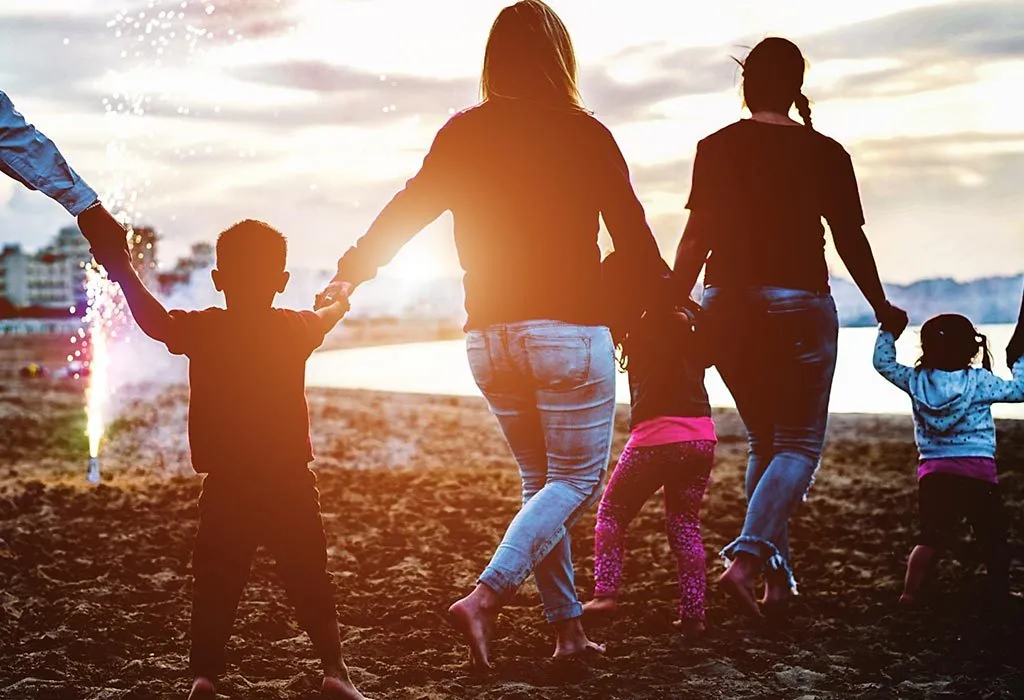 Family friends travelling with their kids