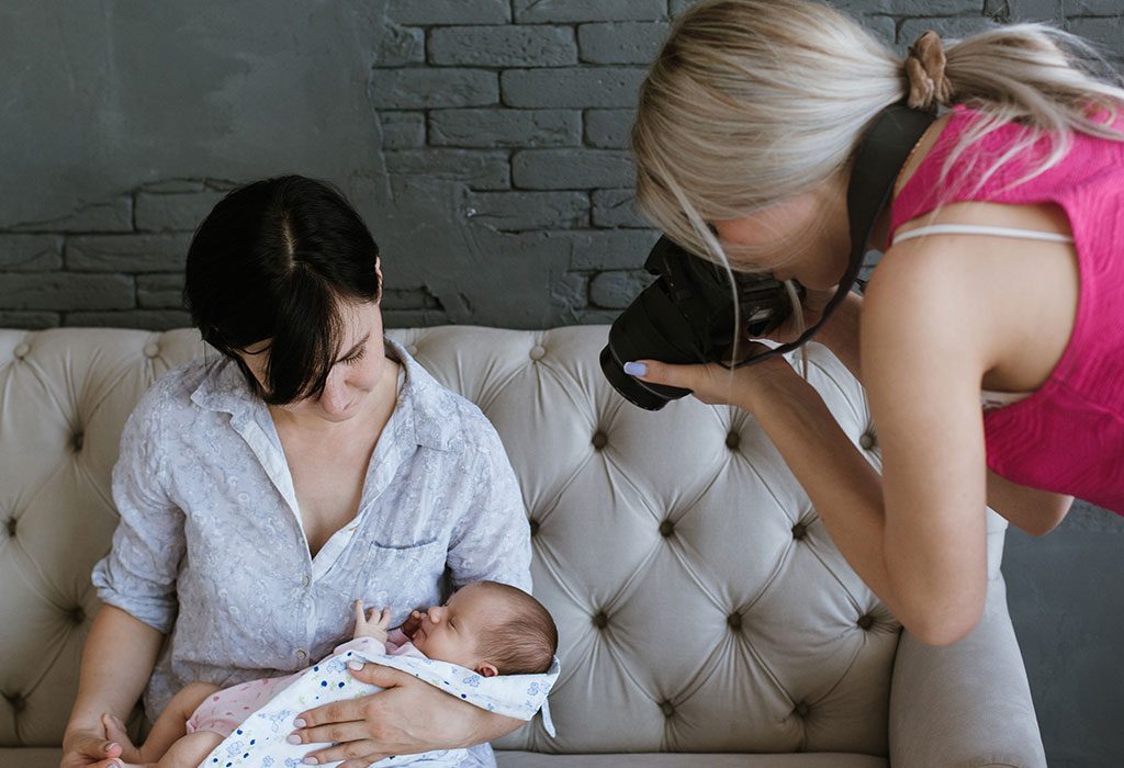 Baby and mother being clicked