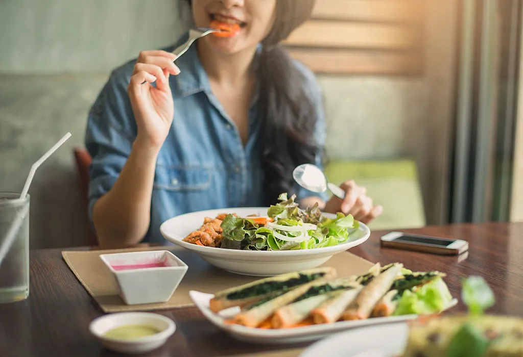 Woman eating a healthy meal