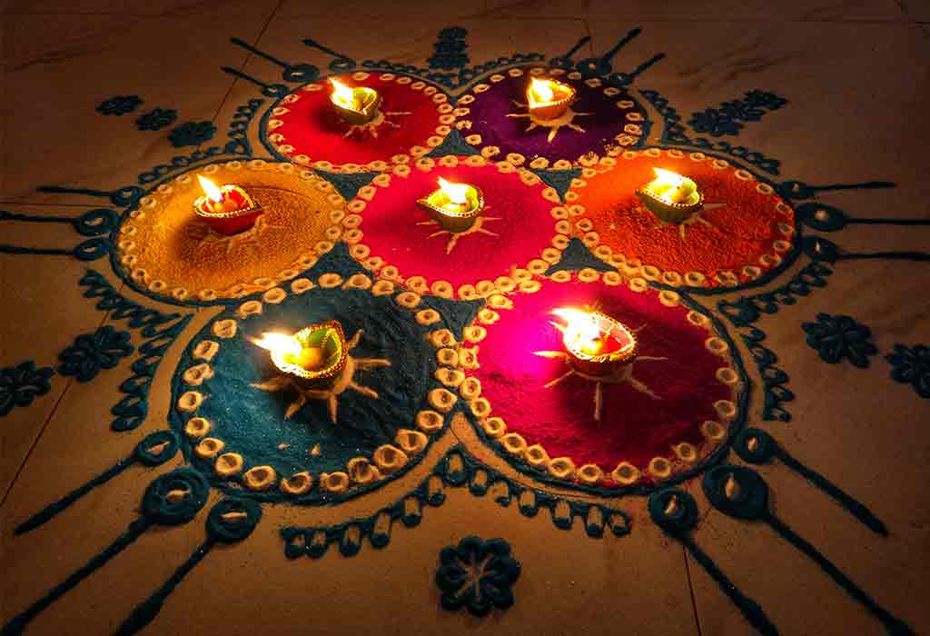 decorate house with rangoli