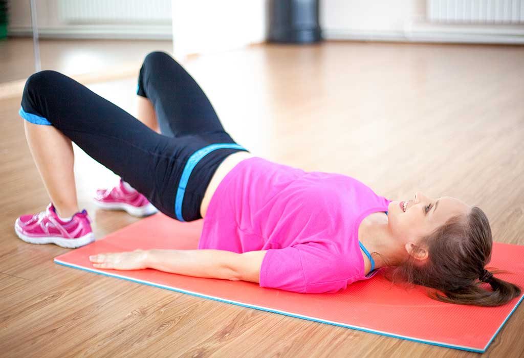 A woman doing pelvic floor exercise