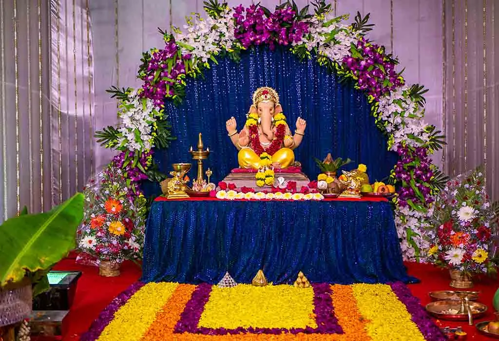 Ganesh Mandap Decoration at Home