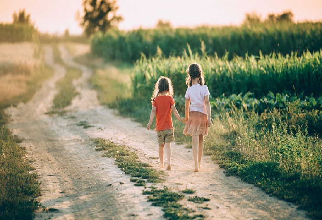 girl walking backwards