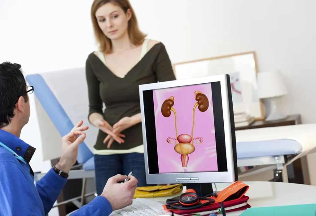 A woman at doctor clinic with ovary results