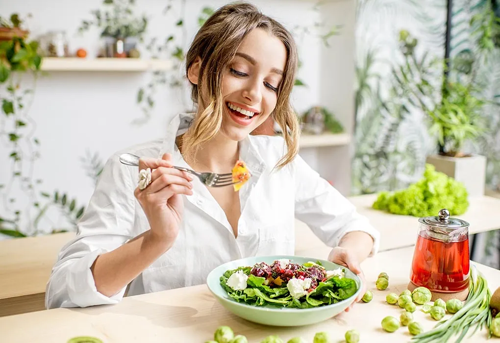 Woman eating healthy