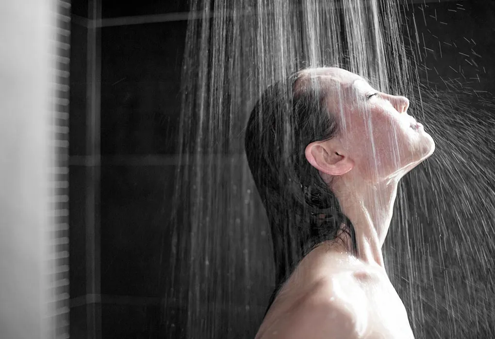 Woman taking shower