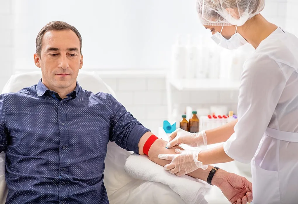 A man getting his blood tested