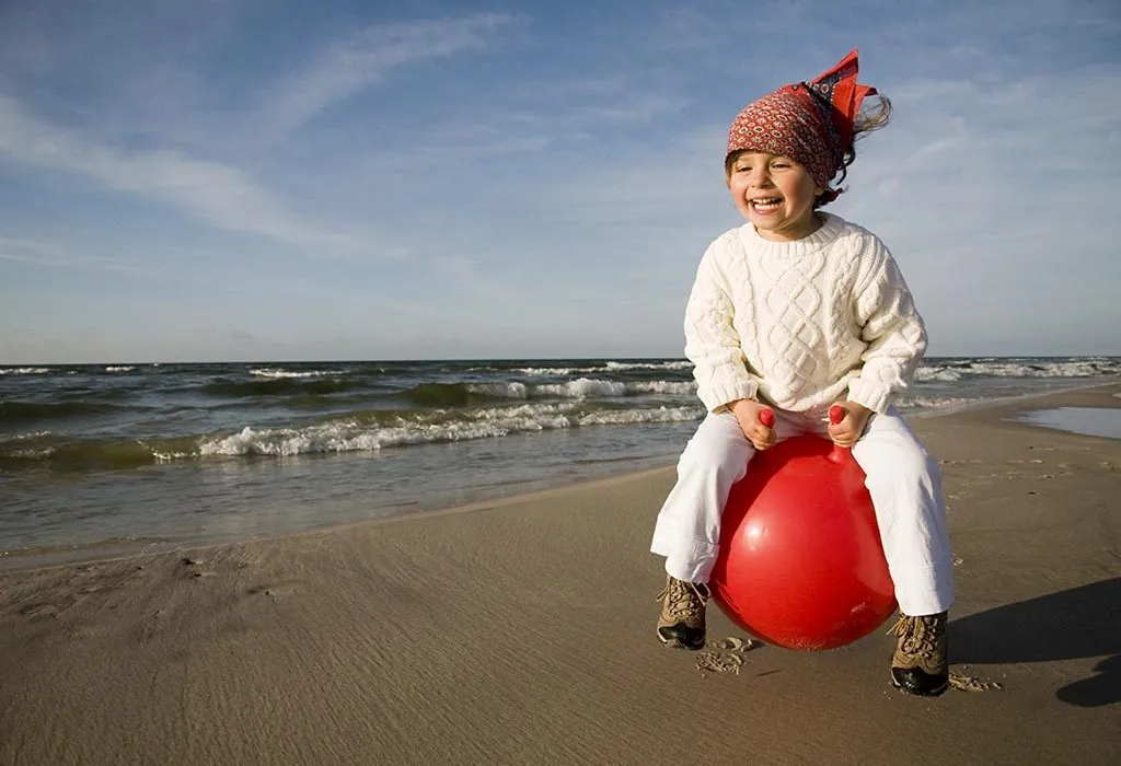 Beach ball bouncing