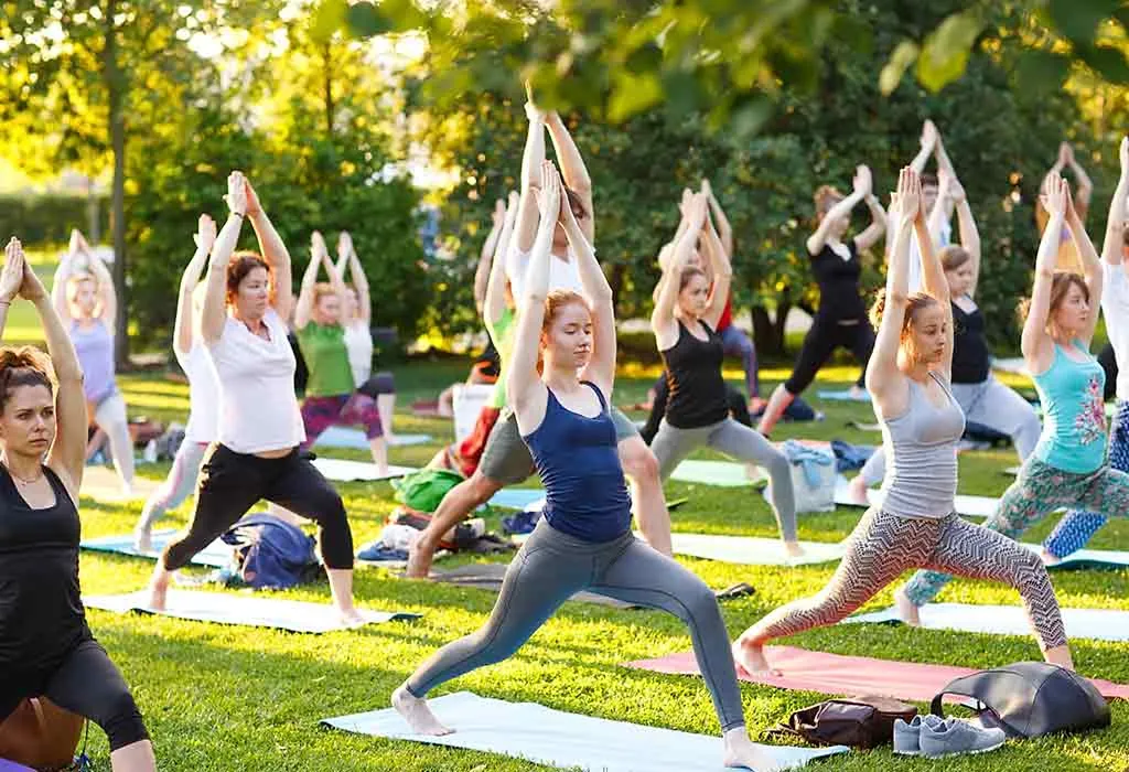 Women doing yoga