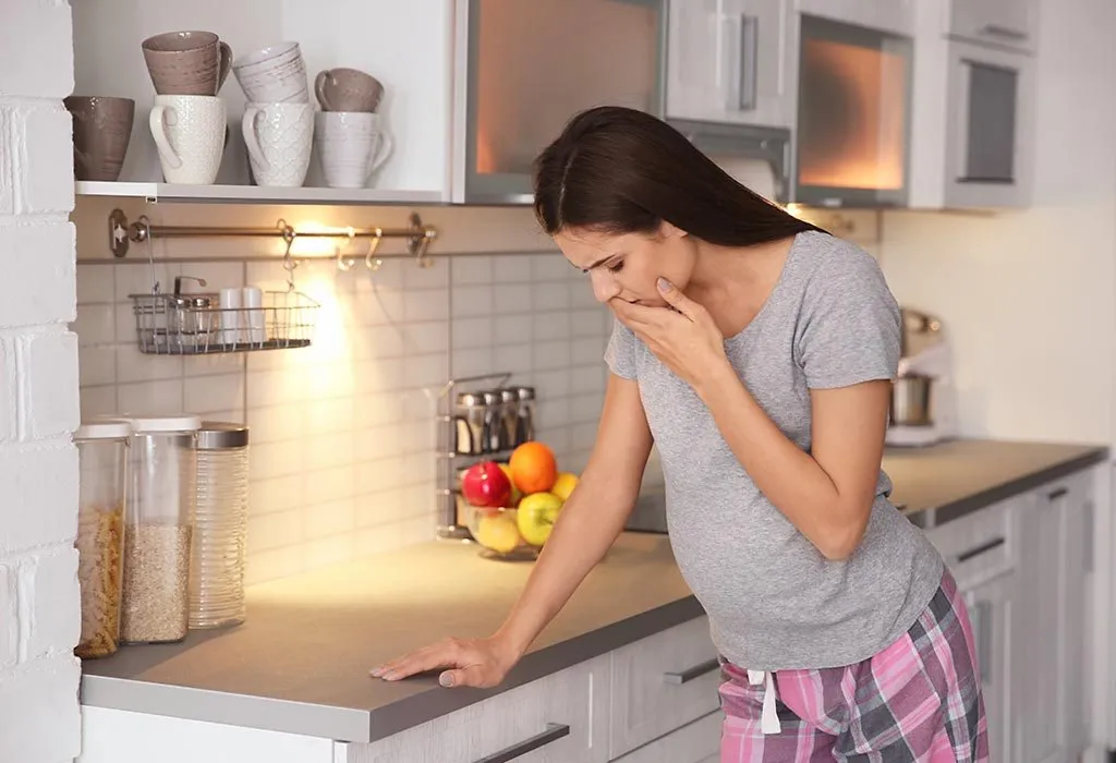 A pregnant woman nauseated