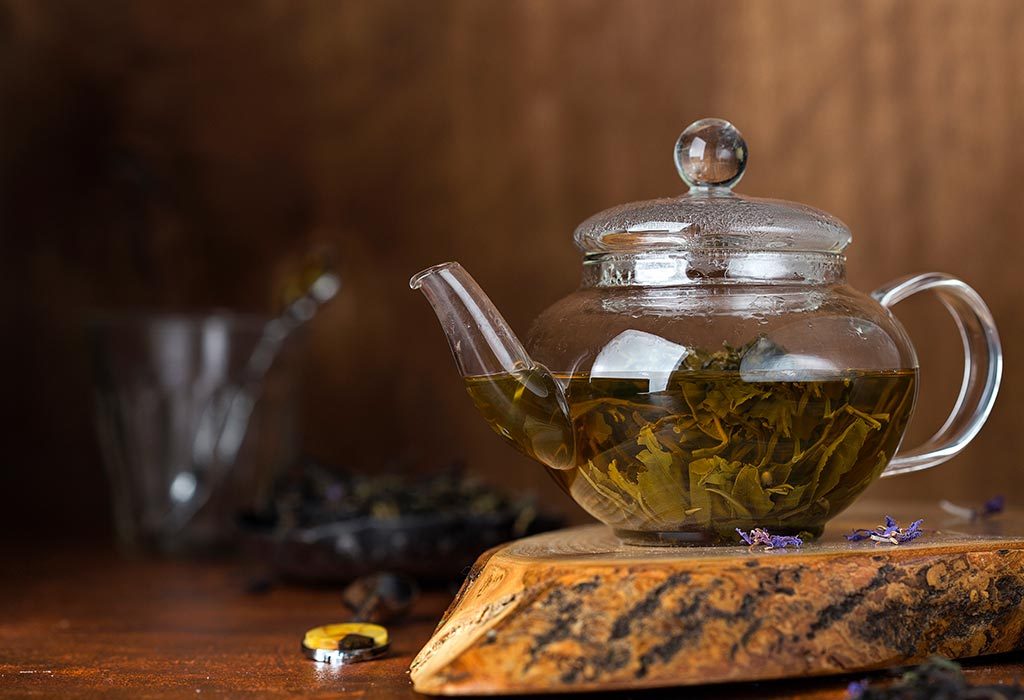 make yourself some green tea using fresh green tea leaves
