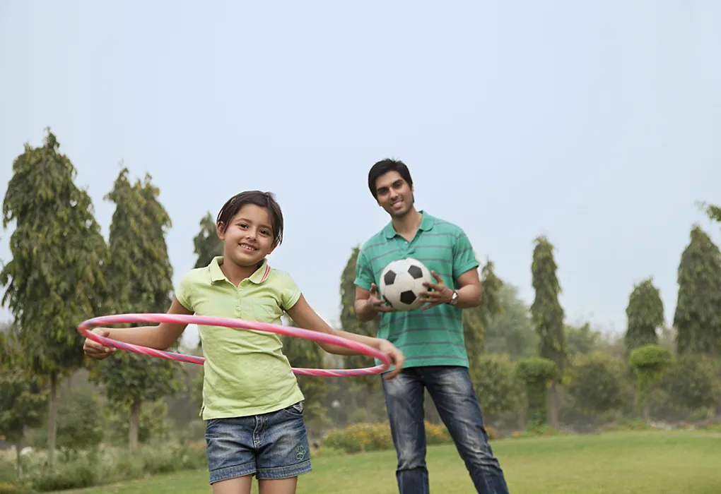 Father and daughter playing