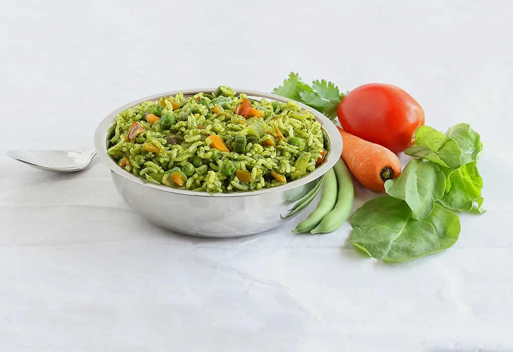 Palak Mint Pulao for Fussy Toddlers Palak Mint Pulao for Fussy Toddlers