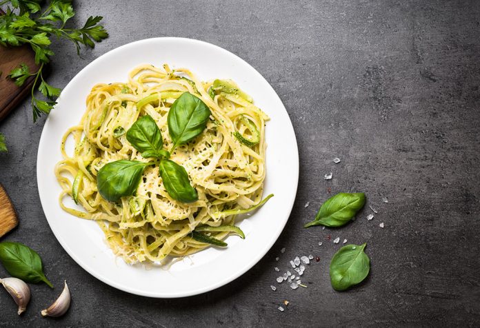 Spaghetti topped with Garlic Olive Oil and Pepper Flakes Recipe