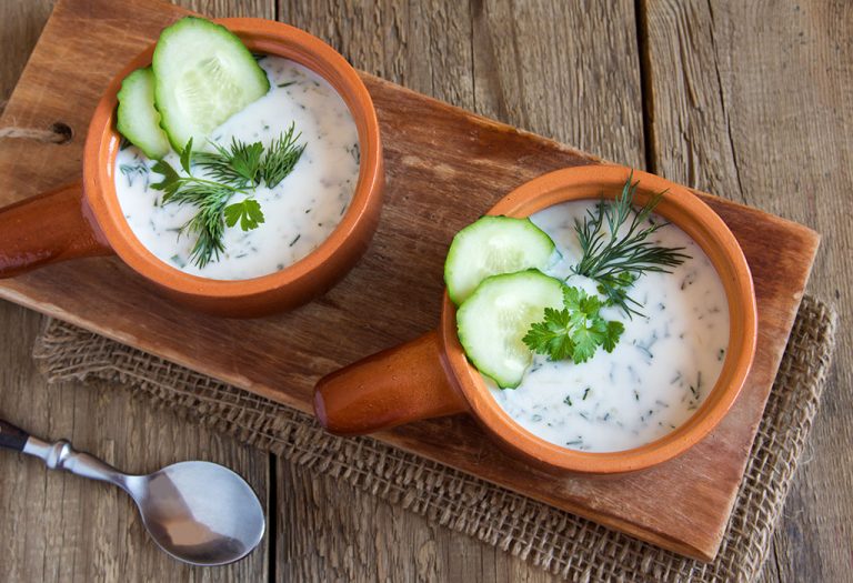 Cold Soup with Cucumbers, Yogurt and Fresh Herbs