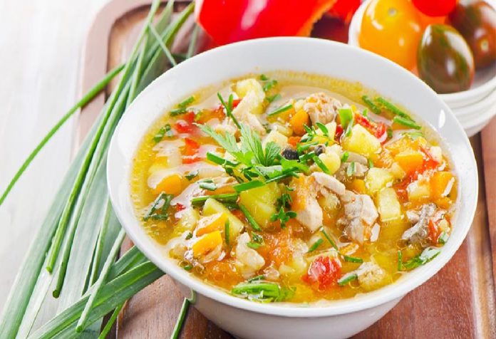 Chicken soup with veggies