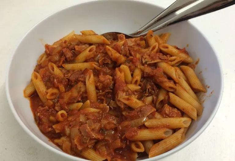 Penne Pasta in Red Sauce with Fish