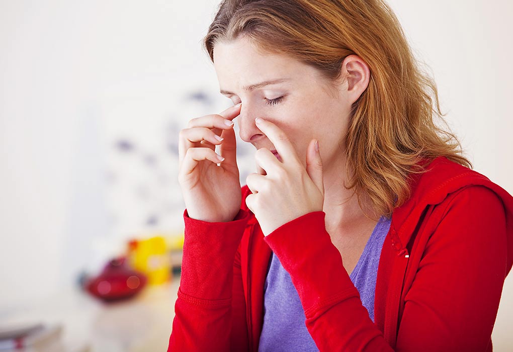 A woman with sinusitis
