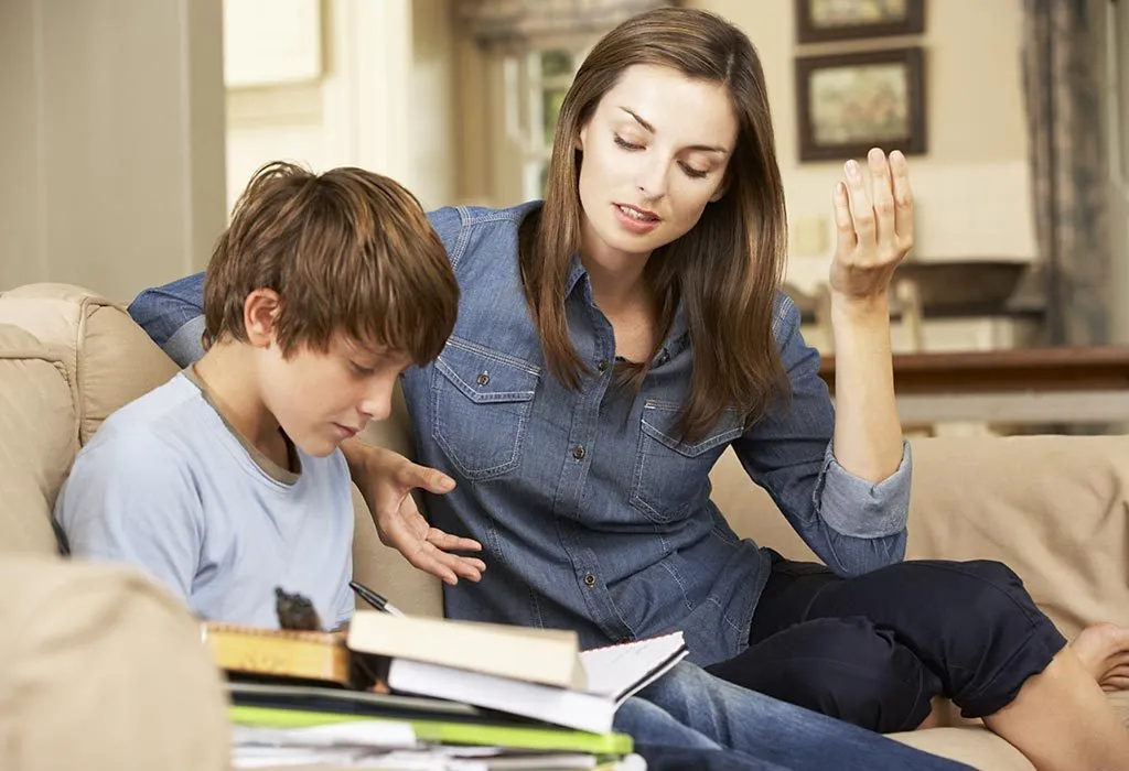 A parent making her child study