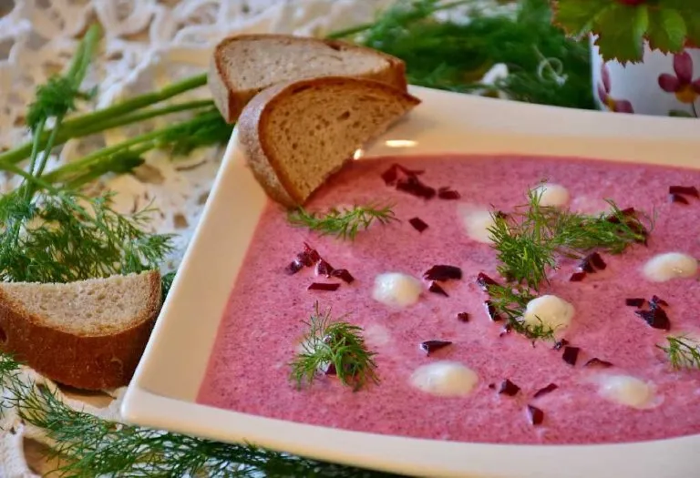 Red soup with herbs