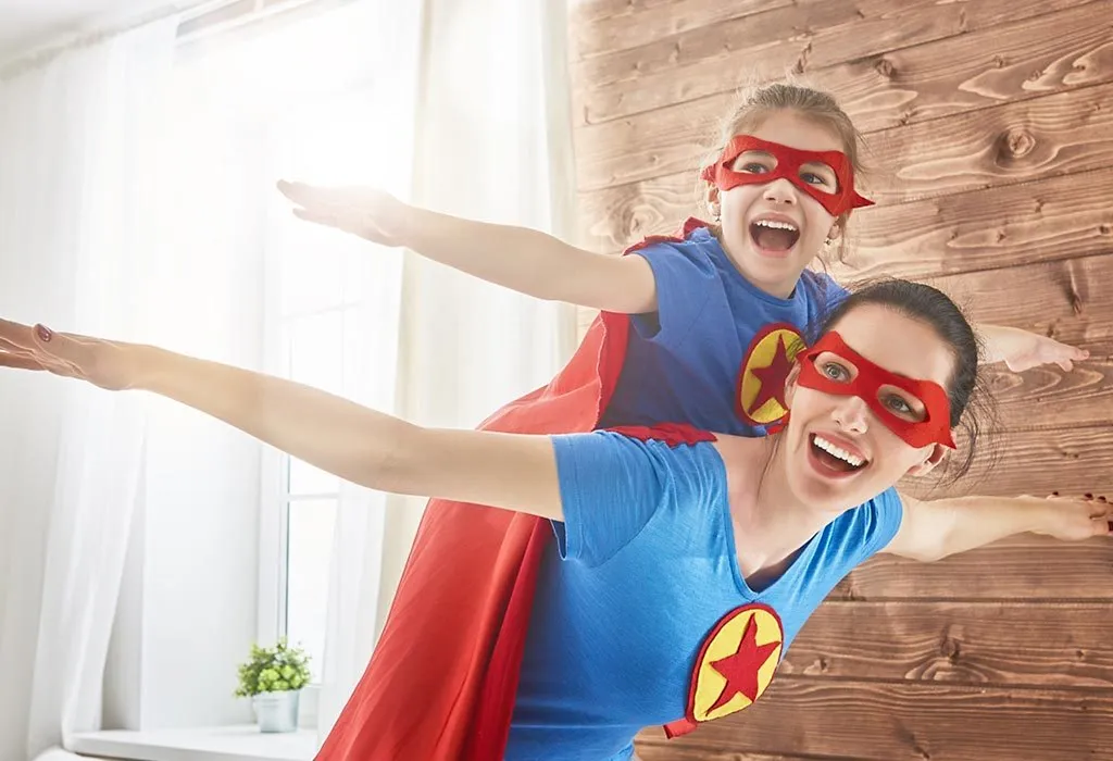 Child dressed up as superhero