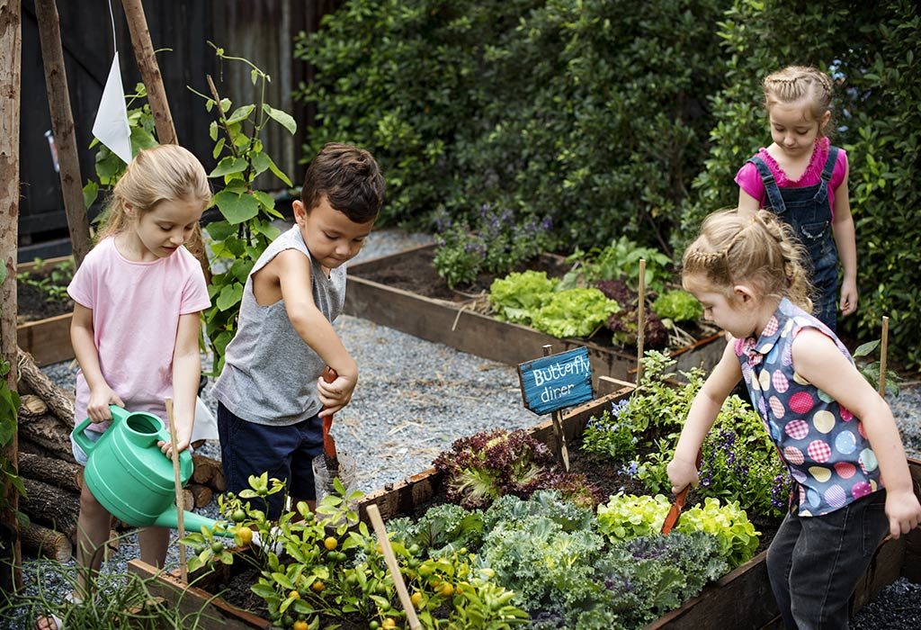 Children gardening