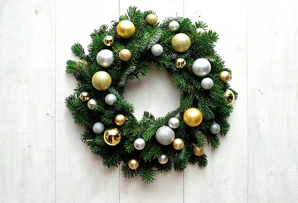 Gold and Silver Ornament Wreath