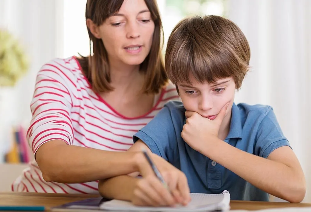 A boy doing his homework