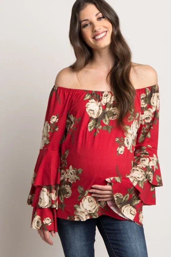 Off-Shoulder Floral Ruffle Dresses
