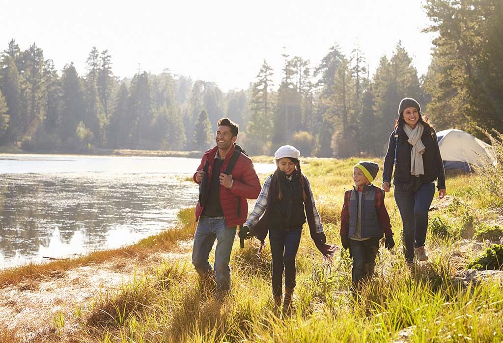 A family camping together