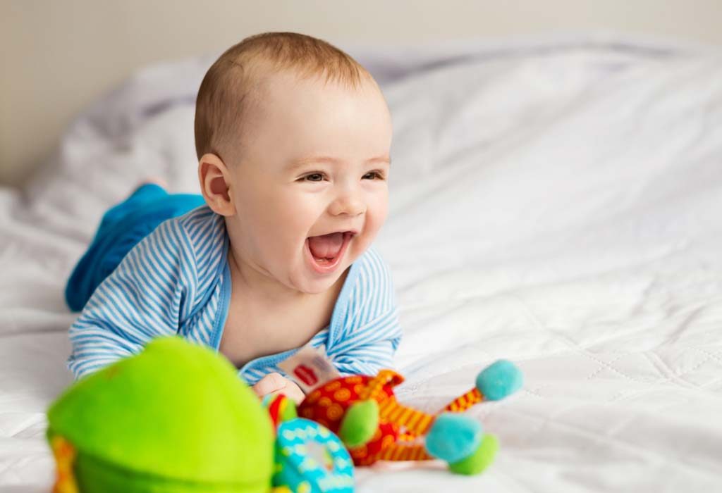 A baby laughing