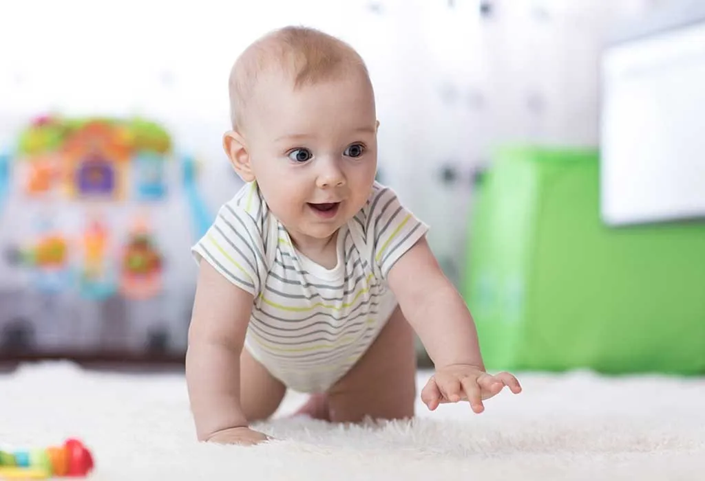 A baby engaged in unoccupied play